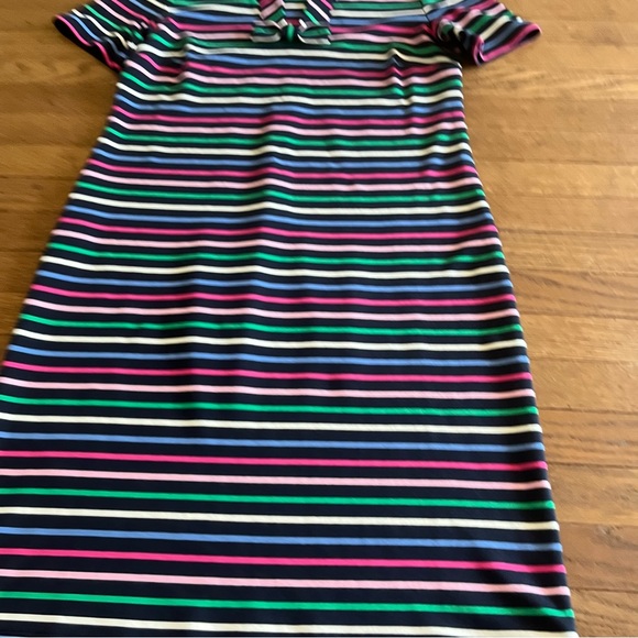 Talbots Short Sleeve Bow Detail Multi Striped Cotton Dress Cute And Comfy Small - Picture 5 of 7